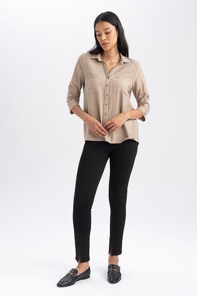 DeFacto High Waist Basic Plain Combed Long Leggings B1793Ax23Au