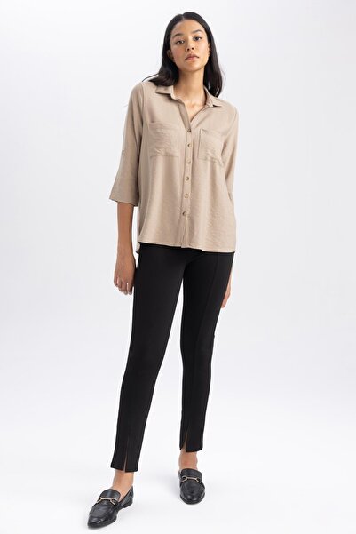 DeFacto Yüksek Bel Basic Düz Penye Uzun Tayt B1793ax23au