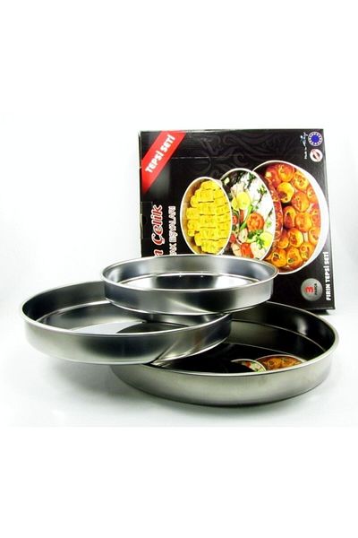 ÜZÜM ÇELİK Maraş Kitchen 3 Size Chrome Steel Oven Tray Set Set