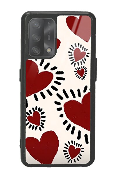 Spoyi Oppo A74 Brush Heart Tasarımlı Glossy Telefon Kılıfı