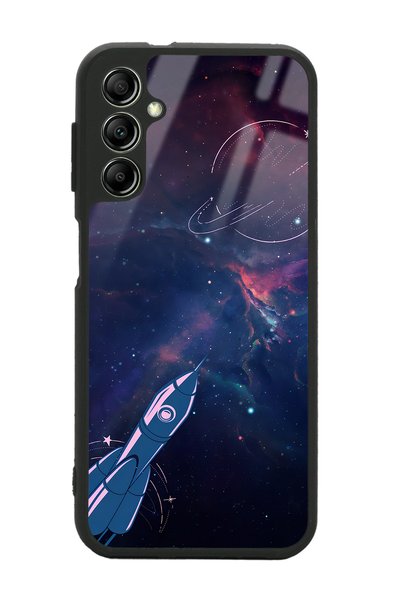 Spoyi Glossy Phone Case for Samsung A04S Space Rocket Design