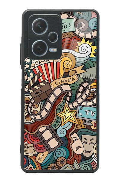 Spoyi Xiaomi Redmi Note 12 Pro 5g Glossy Phone Case with Retro Cinema Design