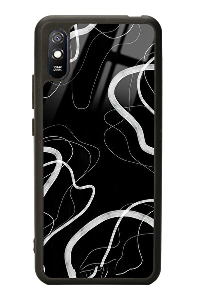 Spoyi Xiaomi Redmi 9A Black Wave Tasarımlı Glossy Telefon Kılıfı