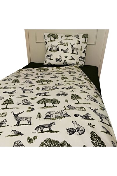 MundoLindo طقم غطاء لحاف فردي من فورست فريندز 2 قطعة 160 × 220 سم