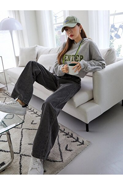 DRC trend Дамски дънки Lenora Smoke Palazzo Loose Cut Anthracite Lycra