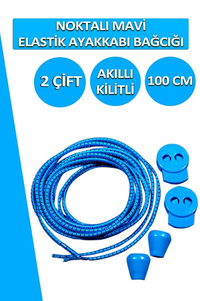Dopar Blue Elastic Flexible Shoelaces Smart Lock Laces 100cm 2 Pairs