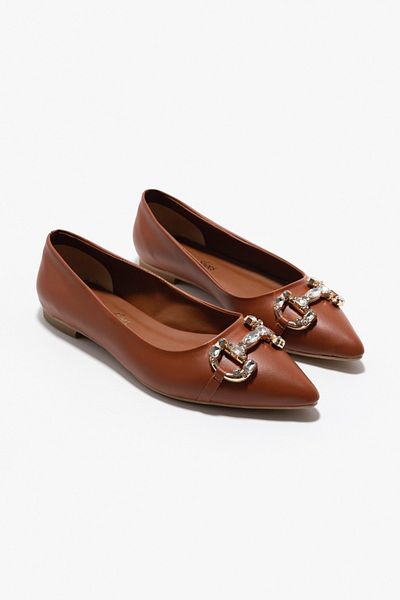 NİŞANTAŞI SHOES Жіночі балетки з гострим носком Besty Taba Matte Tas Detail