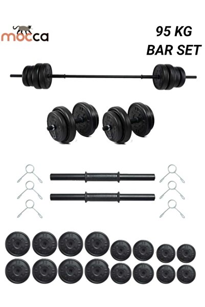 Mocca Style 95 KG Ağırlık Seti 95 Kg Vücut Geliştirme Aleti Halter Seti (90 kg Plaka Ağırlığı)