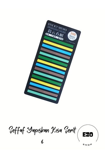 EZOSHOP Transparent Colored Sticky Notes - Adhesive Paper, Short Stripes Label, 6 Pack