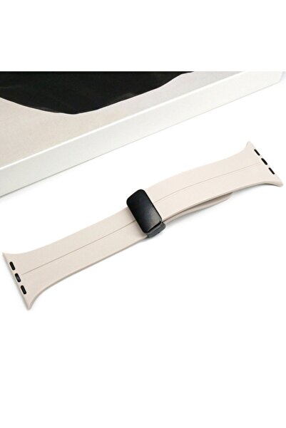 Ally Apple Watch 7-8 45mm 6-5-4 44mm Manyetik Uçlu Silikon Kayış Kordon 3-2-1...