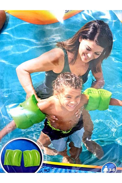 BESTWAY أكمام سباحة قابلة للنفخ للأطفال زوج واحد 20 سم مزدوج محدب مناسب لعمر 3-12 سنة