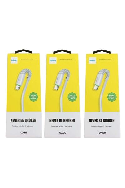 Lovesn 3 Adet OAB9 Kırılmaya Dayanıklı TYPE-C Hızlı Şarj Kablosu 1 metre