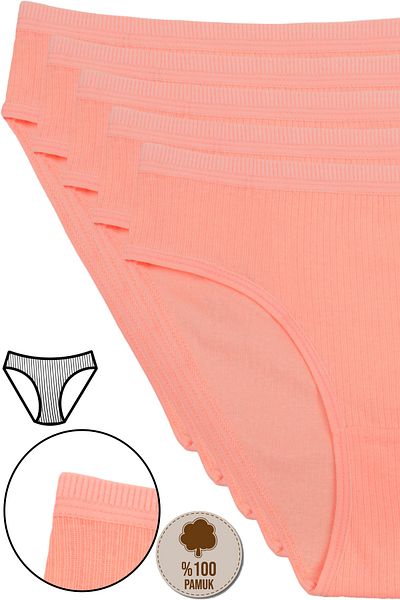 Humaone Set de 5 chiloți de bikini colorați cu nervuri în talie - Bk2-d8