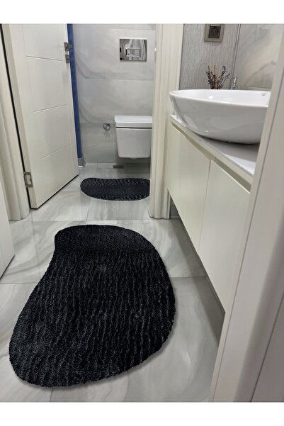 vescarpet station سجادة حمام من القطيفة المقطوعة بالليزر مكونة من قطعتين بتصم...