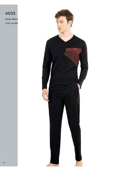Pierre Cardin Μαύρη ανδρική πιτζάμα σετ 6033