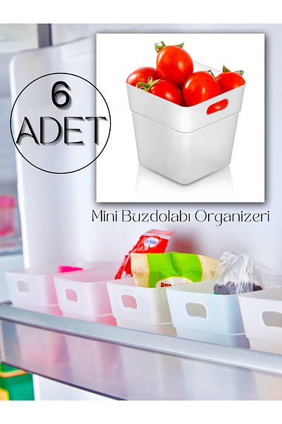 ERKUGO Set of 6 Refrigerator & Door Organizer, Organizer Box, Kitchen Organizer, Refrigerator Organizer