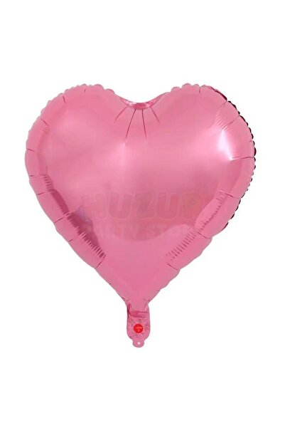 Huzur Party Store Pembe Renk Kalp Folyo Balon 45 Cm 18 inç Parlak Helyuma Uyu...