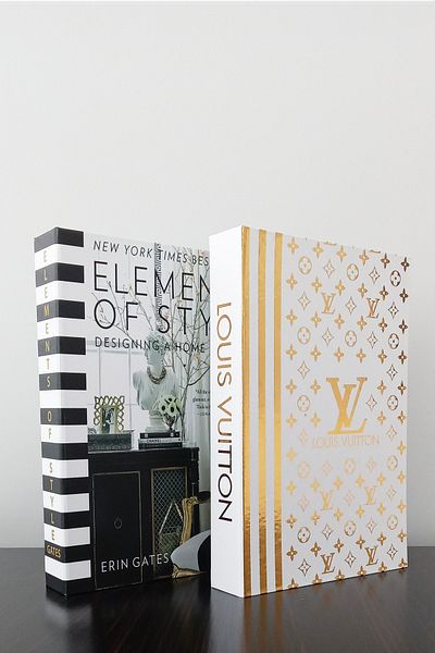 BayCazip 2 Pack Decorative Book Box Appearance elements Black & Lv White Gilding Pattern Themed