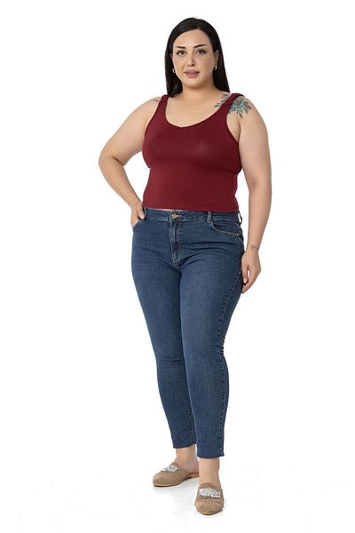 DISENTIS MODEST Bretele Plus Size Adunate Drapat Crop Claret Red Body