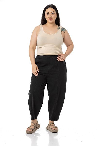 DISENTIS MODEST Plus Size Straps Gathered Draped Crop Beige Body