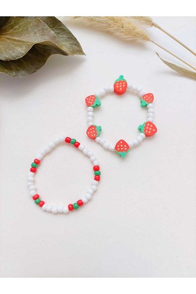 REN AKSESUAR Girl's Strawberry Bracelet Set of 2