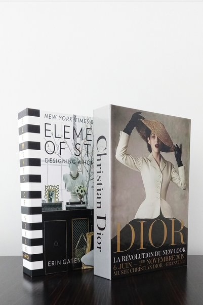 2'li Dekoratif Kitap Kutu Görünümlü elements Siyah &  Şapkalı Kadın Temalı