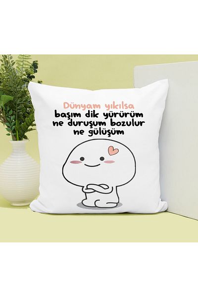 Hediyefoni What My Posture and What My Smile Does Distort Printed Pillow