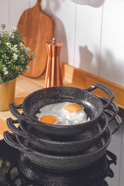 FİTHOME 3-Piece Can Enter The Oven Granite Casting Pan Set 18-20-22 CM