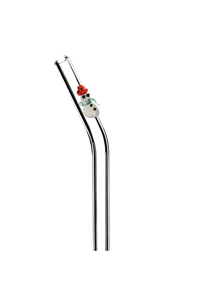 Cen Cam Snowman Glass Straw (Curved - 2 Pieces)