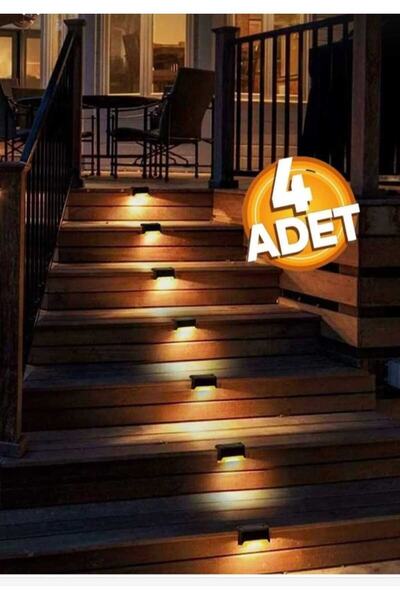 YclShop 4 Adet Köşebant Solar Güneş Enerjili Şarj Edilen Merdiven Veranda Dış...