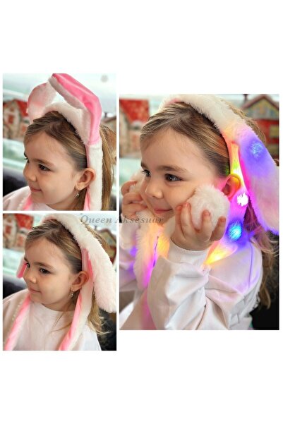 QUEEN AKSESUAR Renkli Işıklı Hareketli Oynar Kulaklı Sevimli Peluş Köpek Pupp...