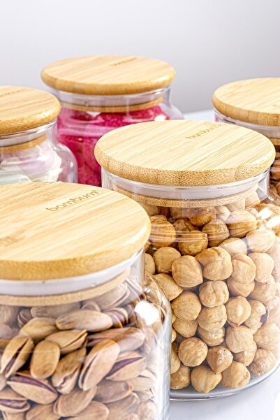 Bambum Zone - 6-Piece Glass Storage Container 600ml with Vacuum Bamboo Lid