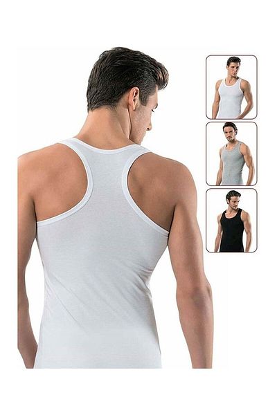 ENS Ανδρικό Tutku 6'lı Rib Lycra Sports Rambo Singlet 0118 Πακέτο 6