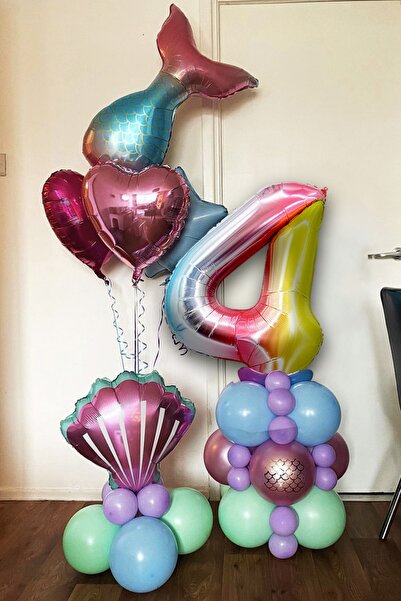 PARTİAVM Mermaid Balloon Set The Little Mermaid Themed Figure Balloon Set 1-9...
