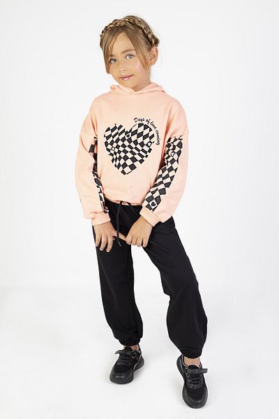 Harika KIDS Σετ αθλητικής φόρμας για κορίτσια με δύο κλωστές ύφασμα μεσαίου πάχους εμπριμέ