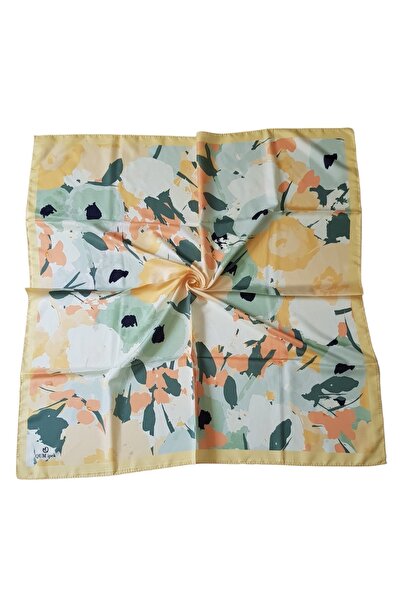 QUM İPEK Шарф з квітковим візерунком - жовтий