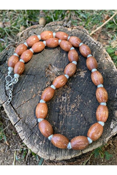 canan dizayn AUTHENTIC BOHEM WOODEN CRUCK NECKLACE BROWN