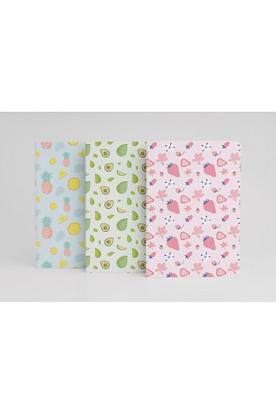 daystore Set de 3 caiete cu tematică avocado, ananas și căpșuni 64 de pagini