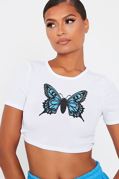 Jose Clothing ΓΥΝΑΙΚΕΙΑ ΛΕΥΚΗ ΕΚΠΤΩΜΕΝΗ ΣΩΜΑ ΚΟΝΤΟΜΑΝΙΚΗ CROP ΜΠΛΟΥΖΑ