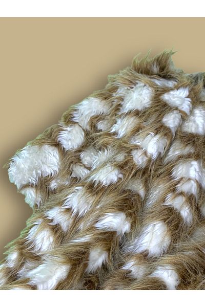 PLUSH STUDIO Zp Spotted, Beige White Plush Fabric 100x150cm Home Textile Upholstery Hobby