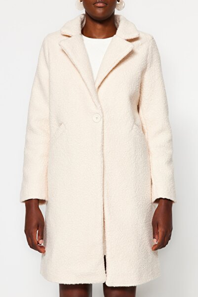 Trendyol Collection TWOAW24KB00089 Model Ecru Midi Boucle Coat