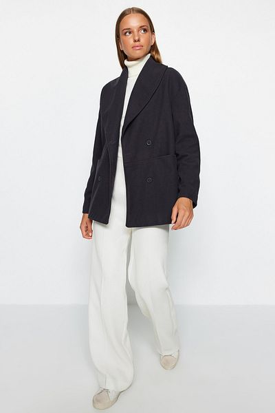 Trendyol Collection Antracitový oversize široký šátek s límcem razítko TWOAW24KB00143