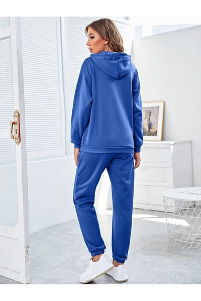 CLAYES Basic Plain Set Sweatshirt Jogger - Sax Blue Oversize Hooded