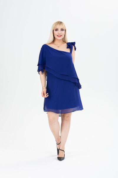 ADASTYLE One Shoulder, Saxe Blue Chiffon Dress, Evening Dress New Season, Stylish Night