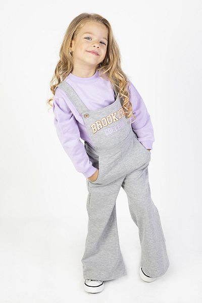 Harika KIDS Girl's Two Thread Fabric Medium Thickness Printed Knitted Salopet-Sweatshirt Double Basic Set