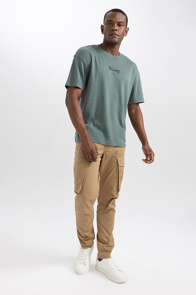 DeFacto Comfortable Crew Neck Printed T-Shirt - Heavy Fabric, Short Sleeve, Comfort Regular Fit A6868Ax23Au