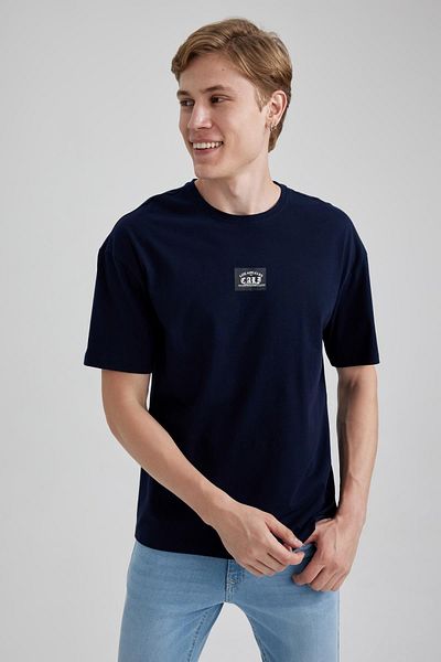 DeFacto Comfort Regular Fit Comfortable Fit Crew Neck Printed Short Sleeve T-Shirt A3114Ax23Au