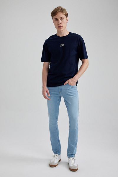 DeFacto Comfort Regular Fit Comfortable Fit Crew Neck Printed Short Sleeve T-Shirt A3114Ax23Au