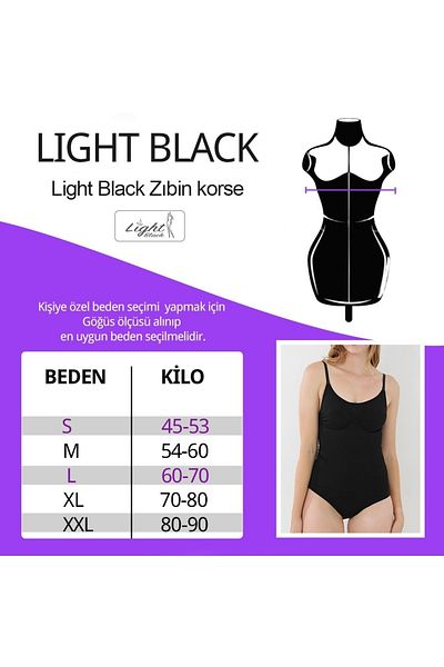 Light Black Bodysuit Corset - Firming and Snap-On Body Design