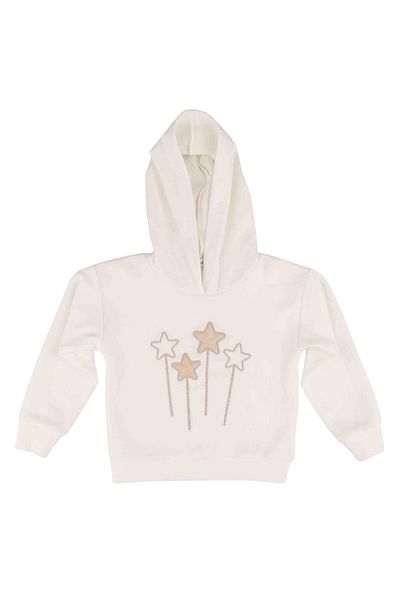 best kids Girl's Ecru Printed Hooded Sweatshirt